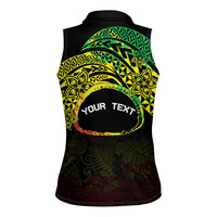 Personalised Nukuoro Atoll Women Sleeveless Polo Shirt Polynesian Tattoo Curves Reggae Version