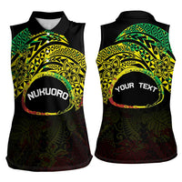 Personalised Nukuoro Atoll Women Sleeveless Polo Shirt Polynesian Tattoo Curves Reggae Version