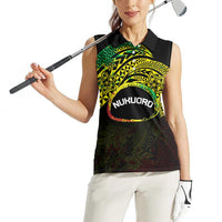 Personalised Nukuoro Atoll Women Sleeveless Polo Shirt Polynesian Tattoo Curves Reggae Version