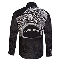 Personalised Pohnpei Nukuoro Micronesia Family Matching Long Sleeve Bodycon Dress and Hawaiian Shirt Polynesian Tattoo Curves Black Version LT14 - Polynesian Pride