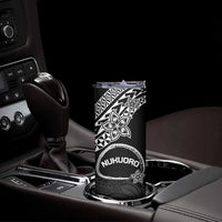 Personalised Pohnpei Nukuoro Micronesia Skinny Tumbler Polynesian Tattoo Curves Black Version