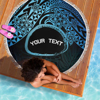 Personalised Pohnpei Nukuoro Micronesia Beach Blanket Polynesian Tattoo Curves Blue Version LT14 - Polynesian Pride