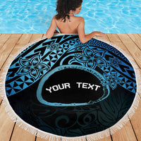 Personalised Pohnpei Nukuoro Micronesia Beach Blanket Polynesian Tattoo Curves Blue Version LT14 - Polynesian Pride