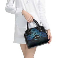 Personalised Pohnpei Nukuoro Micronesia Shoulder Handbag Polynesian Tattoo Curves Blue Version