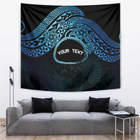 Personalised Pohnpei Nukuoro Micronesia Tapestry Polynesian Tattoo Curves Blue Version LT14 Blue - Polynesian Pride