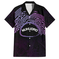 Personalised Pohnpei Nukuoro Micronesia Family Matching Summer Maxi Dress and Hawaiian Shirt Polynesian Tattoo Curves Purple Version LT14 Dad's Shirt - Short Sleeve Purple - Polynesian Pride