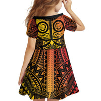 Marquesas Islands Family Matching Long Sleeve Bodycon Dress and Hawaiian Shirt Marquesan Tattoo Yellow Gradient - Polynesian Pride
