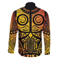 Marquesas Islands Family Matching Summer Maxi Dress and Hawaiian Shirt Marquesan Tattoo Yellow Gradient - Polynesian Pride