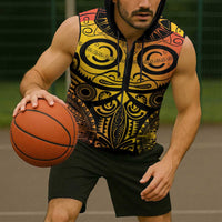 Marquesas Islands Sleeveless Zip Hoodie Marquesan Tattoo Yellow Gradient LT14 - Polynesian Pride