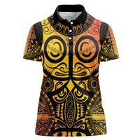 Marquesas Islands Women Polo Shirt Marquesan Tattoo Yellow Gradient LT14 Female Yellow - Polynesian Pride