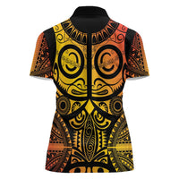 Marquesas Islands Women Polo Shirt Marquesan Tattoo Yellow Gradient LT14 - Polynesian Pride