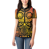 Marquesas Islands Women Polo Shirt Marquesan Tattoo Yellow Gradient LT14 - Polynesian Pride