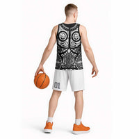 Marquesas Islands Basketball Jersey Marquesan Tattoo Black White Color LT14 - Polynesian Pride