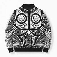 Marquesas Islands Bomber Puffer Jacket Marquesan Tattoo Black White Color LT14 - Polynesian Pride