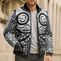 Marquesas Islands Bomber Puffer Jacket Marquesan Tattoo Black White Color LT14 - Polynesian Pride