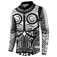 Marquesas Islands Button Sweatshirt Marquesan Tattoo Black White Color LT14 - Polynesian Pride