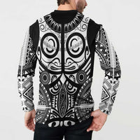 Marquesas Islands Button Sweatshirt Marquesan Tattoo Black White Color LT14 - Polynesian Pride