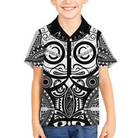 Marquesas Islands Family Matching Short Sleeve Bodycon Dress and Hawaiian Shirt Marquesan Tattoo Black White Color LT14 Son's Shirt Black - Polynesian Pride