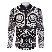 Marquesas Islands Family Matching Tank Maxi Dress and Hawaiian Shirt Marquesan Tattoo Black White Color LT14 Dad's Shirt - Long Sleeve Black - Polynesian Pride