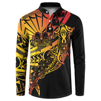 Gradient Marquesas Islands Button Sweatshirt Marquesan Matatiki Hammerhead Shark Patutiki LT14 Yellow - Polynesian Pride
