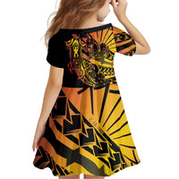 Gradient Marquesas Islands Family Matching Long Sleeve Bodycon Dress and Hawaiian Shirt Marquesan Matatiki Hammerhead Shark Patutiki LT14 - Polynesian Pride