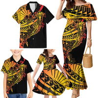 Gradient Marquesas Islands Family Matching Mermaid Dress and Hawaiian Shirt Marquesan Matatiki Hammerhead Shark Patutiki LT14 - Polynesian Pride