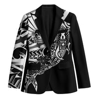 Black White Marquesas Islands Blazer Marquesan Matatiki Hammerhead Shark Patutiki LT14 Unisex Black - Polynesian Pride