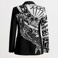 Black White Marquesas Islands Blazer Marquesan Matatiki Hammerhead Shark Patutiki LT14 - Polynesian Pride