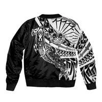 Black White Marquesas Islands Bomber Jacket Marquesan Matatiki Hammerhead Shark Patutiki LT14 - Polynesian Pride