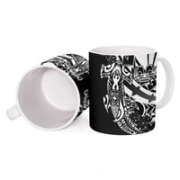 Black White Marquesas Islands Ceramic Mug Marquesan Matatiki Hammerhead Shark Patutiki LT14 - Polynesian Pride