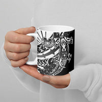 Black White Marquesas Islands Ceramic Mug Marquesan Matatiki Hammerhead Shark Patutiki LT14 - Polynesian Pride