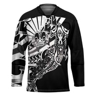 Black White Marquesas Islands Hockey Jersey Marquesan Matatiki Hammerhead Shark Patutiki - Polynesian Pride