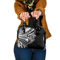 Black White Marquesas Islands Shoulder Handbag Marquesan Matatiki Hammerhead Shark Patutiki - Polynesian Pride