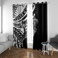 Black White Marquesas Islands Window Curtain Marquesan Matatiki Hammerhead Shark Patutiki LT14 With Grommets Black - Polynesian Pride