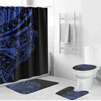 Blue Marquesas Islands Bathroom Set Marquesan Matatiki Hammerhead Shark Patutiki LT14 Bathroom Set (4 pcs) Blue - Polynesian Pride