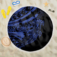 Blue Marquesas Islands Beach Blanket Marquesan Matatiki Hammerhead Shark Patutiki LT14 One Size 150cm Blue - Polynesian Pride