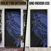 Blue Marquesas Islands Door Cover Marquesan Matatiki Hammerhead Shark Patutiki - Polynesian Pride