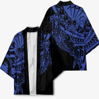 Blue Marquesas Islands Kimono Marquesan Matatiki Hammerhead Shark Patutiki LT14 - Polynesian Pride