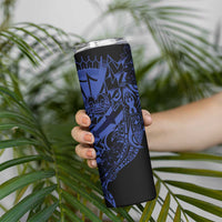 Blue Marquesas Islands Skinny Tumbler Marquesan Matatiki Hammerhead Shark Patutiki LT14 - Polynesian Pride