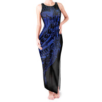 Blue Marquesas Islands Tank Maxi Dress Marquesan Matatiki Hammerhead Shark Patutiki - Polynesian Pride