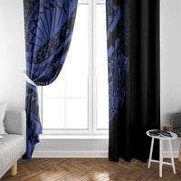 Blue Marquesas Islands Window Curtain Marquesan Matatiki Hammerhead Shark Patutiki LT14 - Polynesian Pride