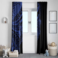 Blue Marquesas Islands Window Curtain Marquesan Matatiki Hammerhead Shark Patutiki LT14 - Polynesian Pride