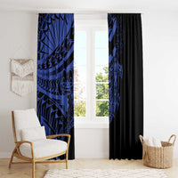 Blue Marquesas Islands Window Curtain Marquesan Matatiki Hammerhead Shark Patutiki LT14 - Polynesian Pride
