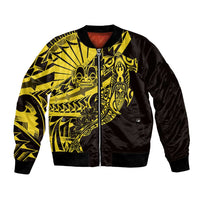 Yellow Marquesas Islands Bomber Jacket Marquesan Matatiki Hammerhead Shark Patutiki LT14 Unisex Yellow - Polynesian Pride