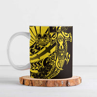 Yellow Marquesas Islands Ceramic Mug Marquesan Matatiki Hammerhead Shark Patutiki LT14 Yellow - Polynesian Pride