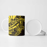 Yellow Marquesas Islands Ceramic Mug Marquesan Matatiki Hammerhead Shark Patutiki LT14 - Polynesian Pride