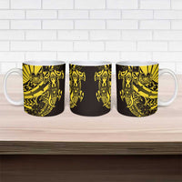 Yellow Marquesas Islands Ceramic Mug Marquesan Matatiki Hammerhead Shark Patutiki LT14 - Polynesian Pride