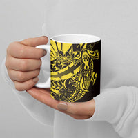 Yellow Marquesas Islands Ceramic Mug Marquesan Matatiki Hammerhead Shark Patutiki LT14 - Polynesian Pride