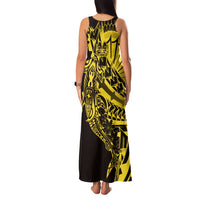 Yellow Marquesas Islands Family Matching Tank Maxi Dress and Hawaiian Shirt Marquesan Matatiki Hammerhead Shark Patutiki LT14 - Polynesian Pride