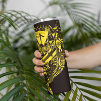Yellow Marquesas Islands Skinny Tumbler Marquesan Matatiki Hammerhead Shark Patutiki - Polynesian Pride